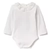 Ruffle Collar Long Sleeve Bodysuit White