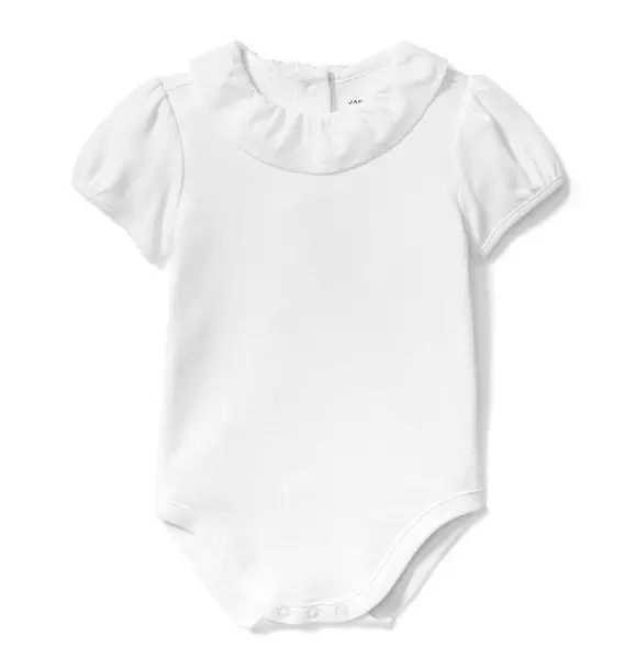 Ruffle Collar Bodysuit White 1 Ruffle Collar Bodysuit White