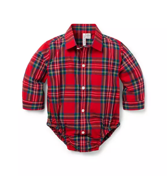 Baby Tartan Poplin Bodysuit Bradbury Red Tartan 1 Baby Tartan Poplin Bodysuit Bradbury Red Tartan