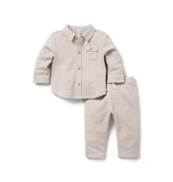 Baby Houndstooth Matching Set Tan Houndstooth