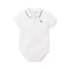 Baby Dinosaur Pique Polo Bodysuit Jet Ivory