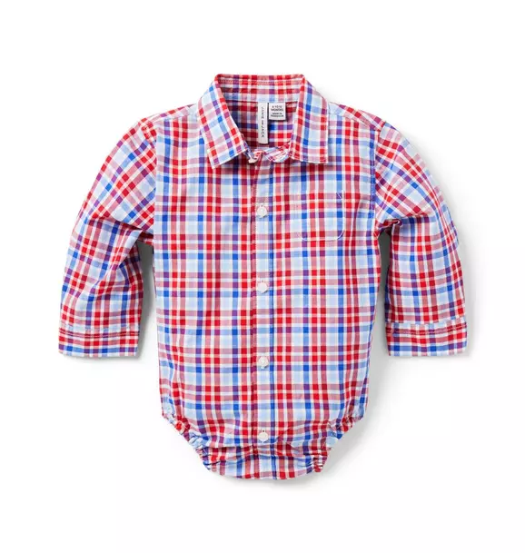 Baby Plaid Poplin Bodysuit True Red Plaid 1 Baby Plaid Poplin Bodysuit True Red Plaid