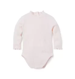 Baby Ribbed Ruffle Trim Bodysuit Pearl