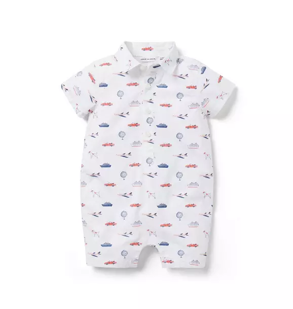 The Around The Globe Poplin Baby Romper White Around The Globe 1 The Around The Globe Poplin Baby Romper White Around The Globe