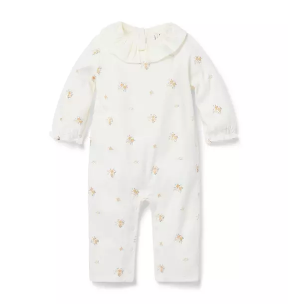 Floral Ruffle Collar One-Piece Cream And Sugar Floral 1 Floral Ruffle Collar One-Piece Cream And Sugar Floral