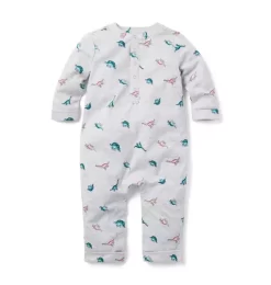 The Dinosaur Baby One-Piece Classic Grey Heather Dinosaur Print