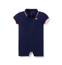 Baby Pique Polo Romper Merchant Marine