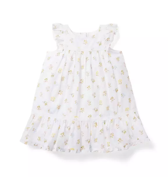 Baby Floral Crochet Trim Dress White Floral 1 Baby Floral Crochet Trim Dress White Floral