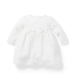 Baby Quilted Bow Dress Jet Ivory