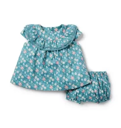The Park Picnic Baby Set Vintage Teal Floral
