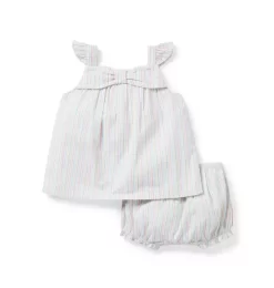 Baby Striped Seersucker Matching Set White Stripe