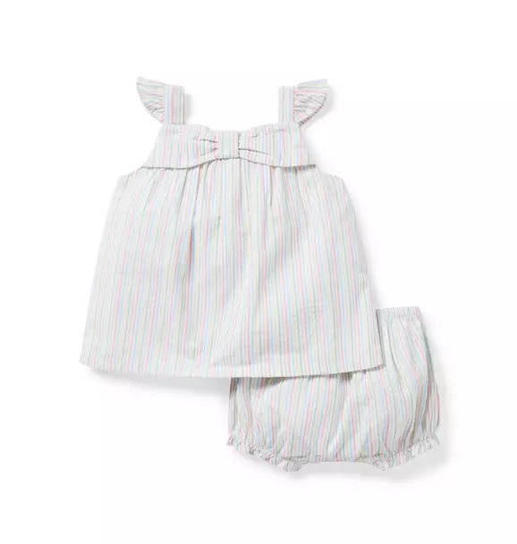 Baby Striped Seersucker Matching Set White Stripe 1 Baby Striped Seersucker Matching Set White Stripe