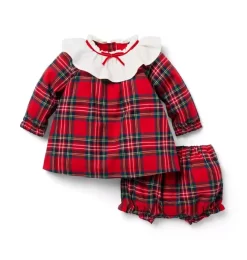 Baby Tartan Collared Matching Set Bradbury Red Tartan