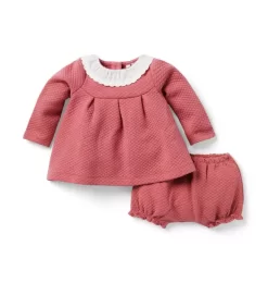Baby Quilted Collared Matching Set Mauvewood