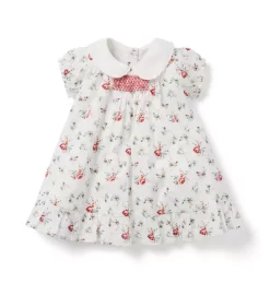 Baby Floral Collared Smocked Dress Jet Ivory Floral