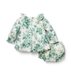 Baby Floral Toile Matching Set Ferry Green Toile