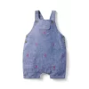 Baby Embroidered Flamingo Overall Cadet Blue Flamingo