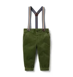 Baby Corduroy Suspender Pant Bronze Green
