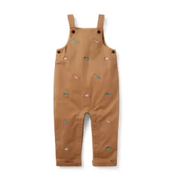Baby Embroidered Dinosaur Overall Crunchy Leaves Dinosaur