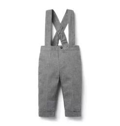 Baby Herringbone Suspender Pant Grey Heather