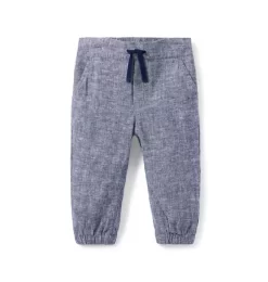 Baby Linen-Cotton Jogger Merchant Marine
