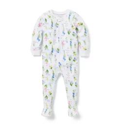 Baby Good Night Footed Pajamas In Floral Dreams White Floral Dreams