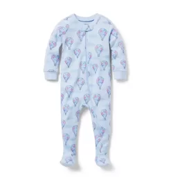 Baby Good Night Footed Pajama In Hot Air Balloon Light Periwinkle Hot Air Balloon