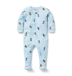 Baby Good Night Footed Pajamas In Disney Mickey Mouse Sky Blue Mickey Mouse