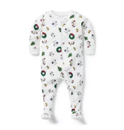 Baby Good Night Footed Pajamas In PEANUTS Snoopy Holiday White Snoopy Holiday