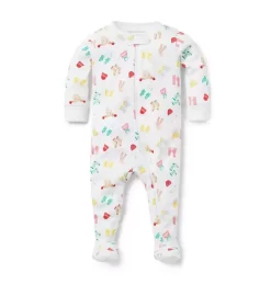 Baby Good Night Footed Pajamas In Winter Cozy White Winter Cozy
