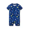 Baby Good Night Short Zip Pajama In Outer Space Twilight Blue Outer Space