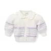 Baby Fair Isle Ruffle Collar Cardigan Cream And Sugar Fair Isle