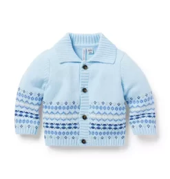 Baby Fair Isle Cardigan Blue Feather Fair Isle