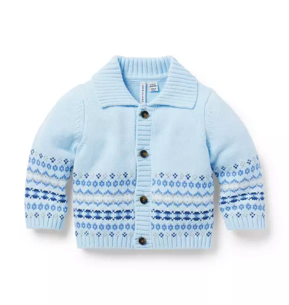 Baby Fair Isle Cardigan Blue Feather Fair Isle 1 Baby Fair Isle Cardigan Blue Feather Fair Isle