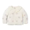 Baby Bow Collared Cardigan Antique White Bow