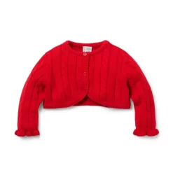 Baby Cable Knit Cropped Cardigan Bradbury Red