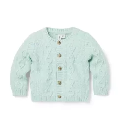 The Cozy Cable Knit Baby Cardigan Pastel Green Heather