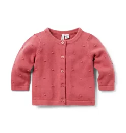 Baby Textured Dot Cardigan Mauvewood