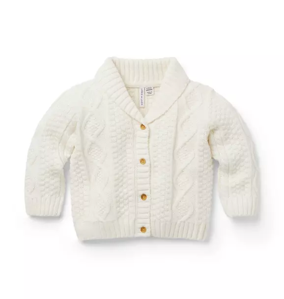 Baby Cable Knit Shawl Collar Cardigan Cream And Sugar 1 Baby Cable Knit Shawl Collar Cardigan Cream And Sugar