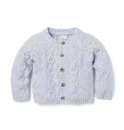 The Cozy Cable Knit Baby Cardigan Soft Blue Heather