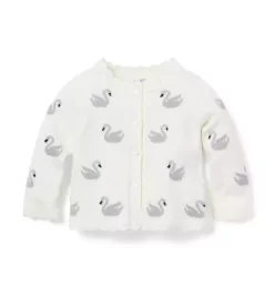 Baby Swan Cardigan Cream And Sugar Swan