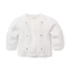 Baby Pointelle Flower Cardigan Jet Ivory